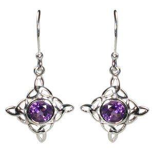 Sterling Silver Amethyst Triskele Earrings